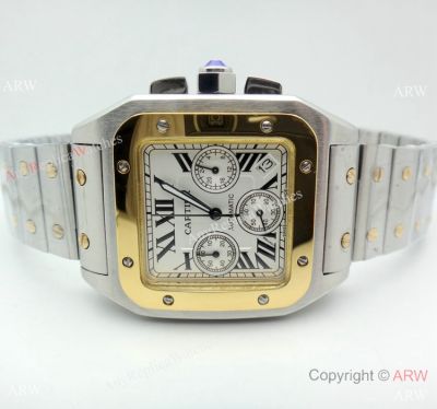 Replica Cartier Santos Chronograph Two Tone Watch 38mm